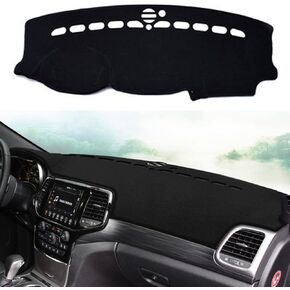 غطاء لوحة القيادة غطاء وسادة السجاد مخصص لملحقات Jeep Grand Cherokee 2011-2021 (ليس لسيارة Jeep Cherokee & Grand Cherokee L) غطاء حماية لوحدة التحكم المركزية مضاد للانزلاق (حافة حمراء)