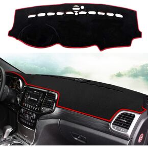 Dashboard Cover Dash Cover Mat Pad Carpet Custom for Jeep Grand Cherokee 2011-2021 Accessories(NOT for Jeep Cherokee & Grand Cherokee L) Anti-Skid Center Console Protector Cover Mat(Red Edge)
