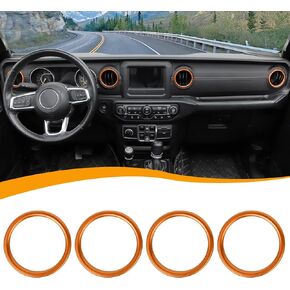 Hoolcar Dashboard Air Conditioner Vent Ring Trim Cover Aluminum Alloy Interior Accessories Compatible with 2018-2022 Jeep Wrangler JL JLU & Gladiator JT, Pink, 4PCs