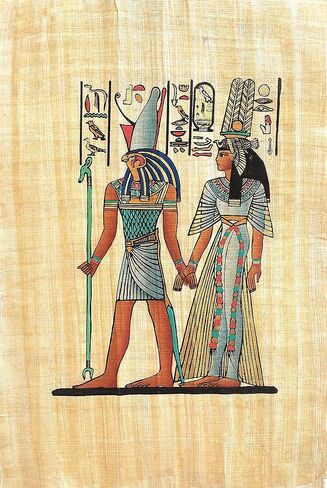 Collection of 4 sheets Egyptian papyrus paintings Original Hand Painted Papyrus Paper Ancient Egyptian size 9x13 in. handmade in Egypt. (ISIS Collection) in Saudi Arabia