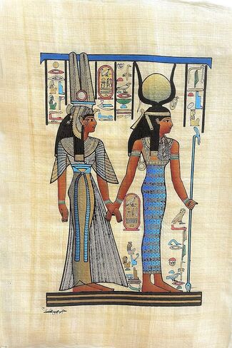 Collection of 4 sheets Egyptian papyrus paintings Original Hand Painted Papyrus Paper Ancient Egyptian size 9x13 in. handmade in Egypt. (ISIS Collection) in Saudi Arabia