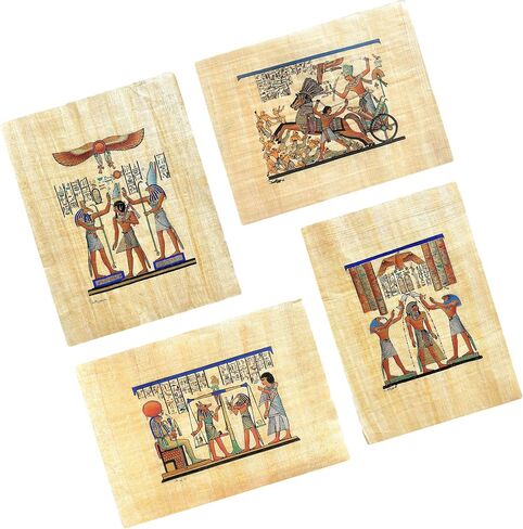 Collection of 4 sheets Egyptian papyrus paintings Original Hand Painted Papyrus Paper Ancient Egyptian size 9x13 in. handmade in Egypt. (ISIS Collection) in Saudi Arabia