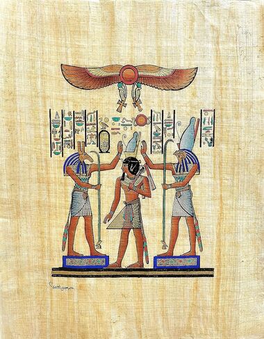 Collection of 4 sheets Egyptian papyrus paintings Original Hand Painted Papyrus Paper Ancient Egyptian size 9x13 in. handmade in Egypt. (ISIS Collection) in Saudi Arabia