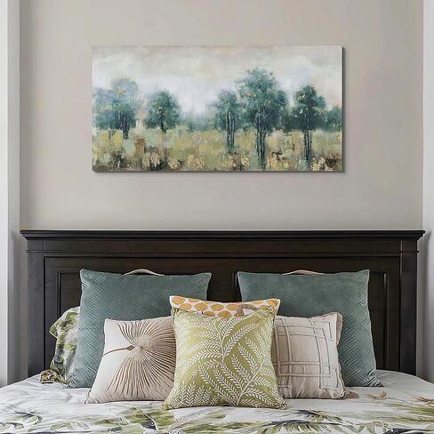 لوحات المناظر الطبيعية لديكورات الجدران: لوحات مصنوعة يدويًا 100% ثلاثية الأبعاد لغرفة النوم، لوحات جدارية تجريدية، لوحات جدارية قماشية كبيرة لغرفة المعيشة، جاهزة للتعليق مقاس 24 × 48 بوصة in Kuwait