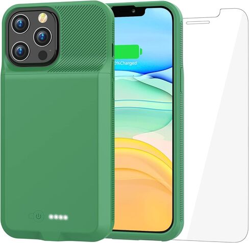 حافظة بطارية لهاتف iPhone 13 Pro Max 7000 مللي أمبير، حافظة شحن محمولة نحيفة للغاية قابلة لإعادة الشحن، غطاء شاحن بطارية ممتد مضاد للسقوط لهاتف iPhone 13 Pro Max و12 Pro Max 6.7 بوصة (أحمر) in Kuwait