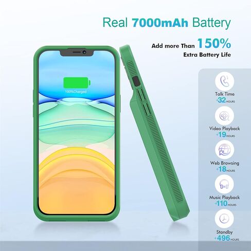 حافظة بطارية لهاتف iPhone 13 Pro Max 7000 مللي أمبير، حافظة شحن محمولة نحيفة للغاية قابلة لإعادة الشحن، غطاء شاحن بطارية ممتد مضاد للسقوط لهاتف iPhone 13 Pro Max و12 Pro Max 6.7 بوصة (أحمر) in Kuwait