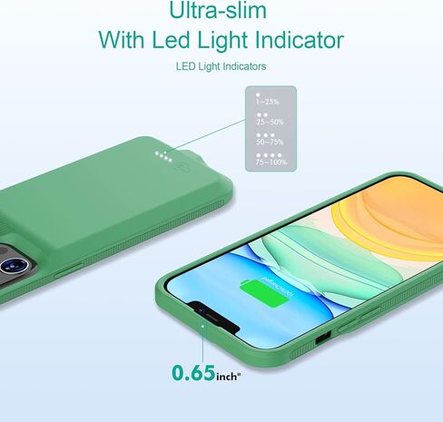 حافظة بطارية لهاتف iPhone 13 Pro Max 7000 مللي أمبير، حافظة شحن محمولة نحيفة للغاية قابلة لإعادة الشحن، غطاء شاحن بطارية ممتد مضاد للسقوط لهاتف iPhone 13 Pro Max و12 Pro Max 6.7 بوصة (أحمر) in Kuwait