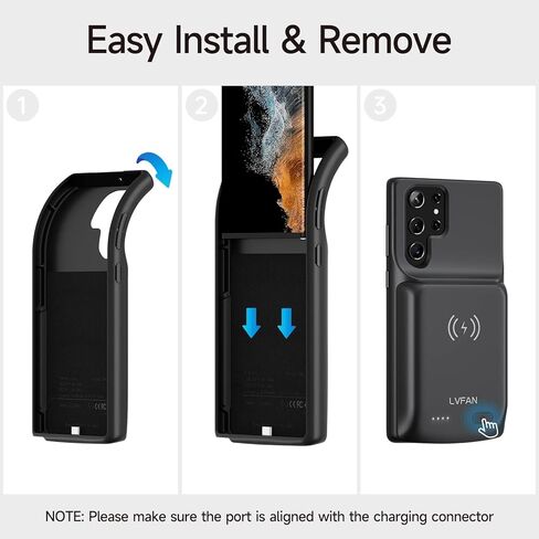 LVFAN for Samsung Galaxy S22 Ultra Battery Case, 10000mAh Fast Charging & Wireless Charging Case Battery Pack, Portable Extended Battery Charging Case for Samsung Galaxy S22 Ultra Black in Kuwait