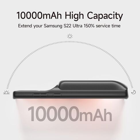 LVFAN for Samsung Galaxy S22 Ultra Battery Case, 10000mAh Fast Charging & Wireless Charging Case Battery Pack, Portable Extended Battery Charging Case for Samsung Galaxy S22 Ultra Black in Kuwait