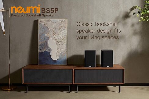 NEUMI BS5P مكبرات صوت على رف الكتب بقدرة 75 وات، بلوتوث، بصري، محوري، جهاز تحكم عن بعد، مكبر صوت 5 بوصة، مكبر صوت 1 بوصة، خشب داكن، زوج واحد (متجدد) in Kuwait