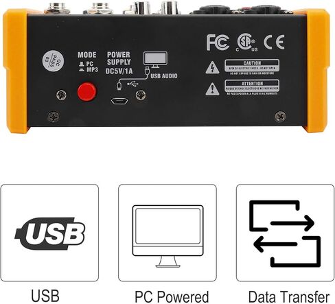 4 قنوات صوت خلاط صوت لوحة بلوتوث ستوديو كاريوكي للكمبيوتر الشخصي الأداء المباشر KTV المنزل، تأثيرات الموسيقى المرحلة بطاقة الصوت وحدة تحكم خلط محمولة in Kuwait