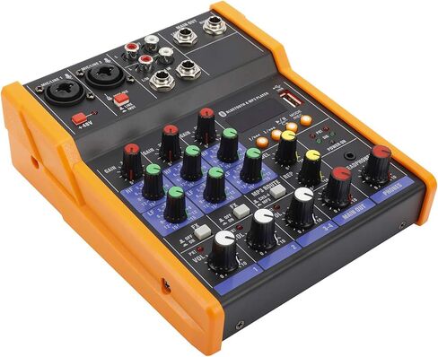 4 قنوات صوت خلاط صوت لوحة بلوتوث ستوديو كاريوكي للكمبيوتر الشخصي الأداء المباشر KTV المنزل، تأثيرات الموسيقى المرحلة بطاقة الصوت وحدة تحكم خلط محمولة in Kuwait