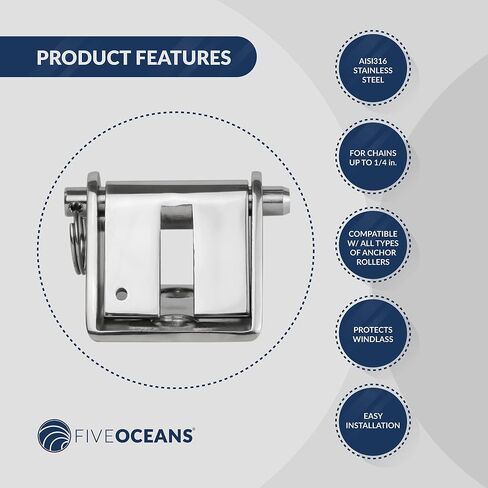 Five Oceans Stainless Steel Anchor Chain Lock Stopper for 3/16-Inch - 1/4-Inch Chains - FO4505 in Saudi Arabia