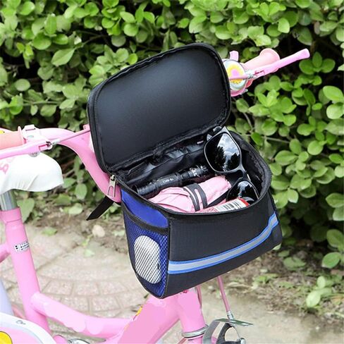 Bicycle Handlebar Bag Large Capacity Waterproof Bike Front Basket with Transparent Phone Pouch Reflective Stripe Adjustable Buckle Outdoor Travel Cycling Accessories (Black) in Saudi Arabia