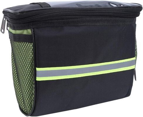 Bicycle Handlebar Bag Large Capacity Waterproof Bike Front Basket with Transparent Phone Pouch Reflective Stripe Adjustable Buckle Outdoor Travel Cycling Accessories (Black) in Saudi Arabia