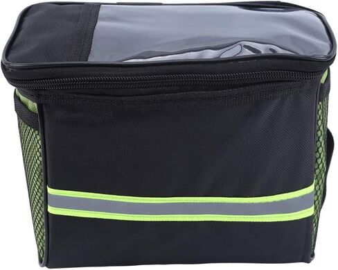 Bicycle Handlebar Bag Large Capacity Waterproof Bike Front Basket with Transparent Phone Pouch Reflective Stripe Adjustable Buckle Outdoor Travel Cycling Accessories (Black) in Saudi Arabia