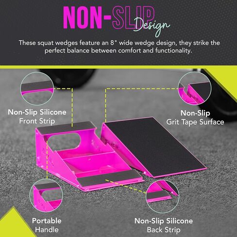 Squat Wedge Block Set for Heel Elevated Squats, Non-Slip Weightlifting, Calf Stretcher Slant Board - Wedge Set Best for Men & Woman Leg Workout, Squats, Calf, Ankle and Foot Stretching in Saudi Arabia