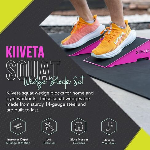 Squat Wedge Block Set for Heel Elevated Squats, Non-Slip Weightlifting, Calf Stretcher Slant Board - Wedge Set Best for Men & Woman Leg Workout, Squats, Calf, Ankle and Foot Stretching in Saudi Arabia