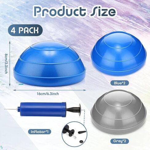 Sratte 4 Pcs Balance Pods Diameter Unisex Workout Balance Pods Balance Trainer Dots Exercise Half Ball Inflatable Stepping Pads for Kids Adults Strength Flexibility, Blue Gray in Saudi Arabia