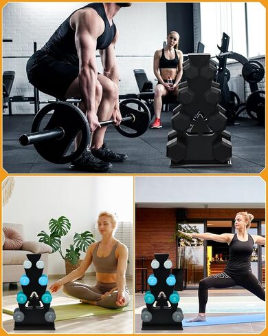 حامل دمبل خشبي من 4 طبقات - تصميم مدمج على شكل حرف A لتخزين وتنظيم الدمبل في صالة الألعاب الرياضية المنزلية in Kuwait