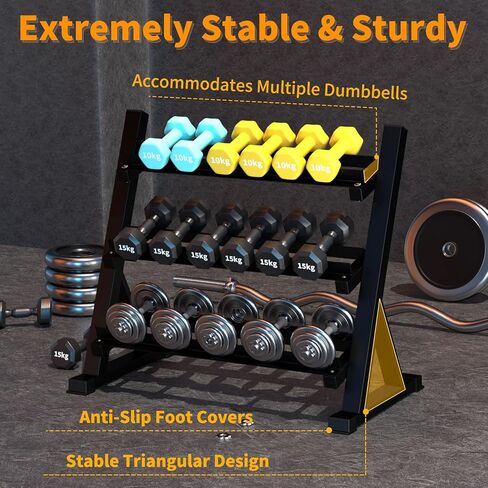 3-Tier Dumbbell Rack Multilevel Weight Storage Organizer for Home Gym, Weight Rack for Dumbbell, Weight Plates, and Curl Bar in Saudi Arabia