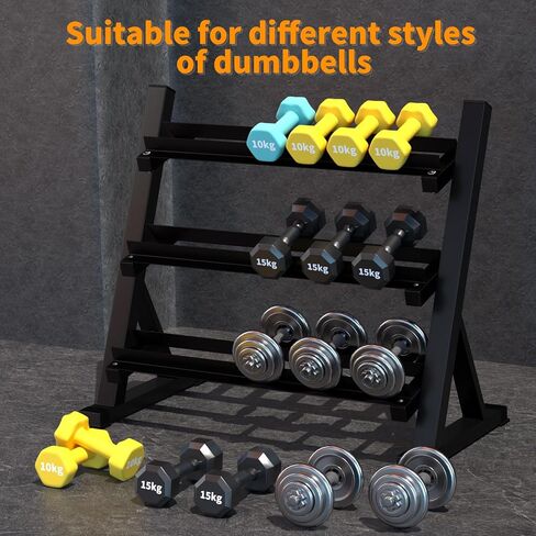 3-Tier Dumbbell Rack Multilevel Weight Storage Organizer for Home Gym, Weight Rack for Dumbbell, Weight Plates, and Curl Bar in Saudi Arabia