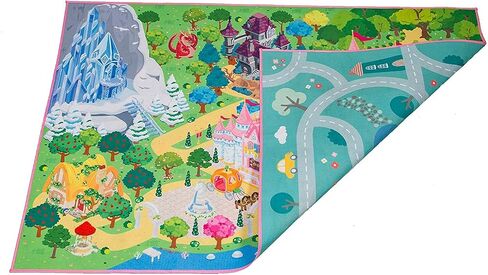 MMP Living Double Sided Felt Play Mat for Kids - 2 in 1 Indoor/Outdoor, Machine Washable 3 ft x 4 ft (Princess/Town) in Saudi Arabia