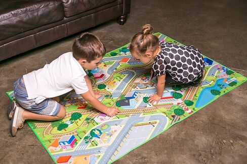 MMP Living Double Sided Felt Play Mat for Kids - 2 in 1 Indoor/Outdoor, Machine Washable 3 ft x 4 ft (Princess/Town) in Saudi Arabia