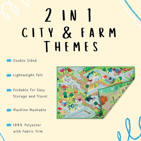 MMP Living Double Sided Felt Play Mat for Kids - 2 in 1 Indoor/Outdoor, Machine Washable 3 ft x 4 ft (Princess/Town) in Saudi Arabia