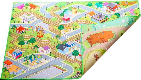 MMP Living Double Sided Felt Play Mat for Kids - 2 in 1 Indoor/Outdoor, Machine Washable 3 ft x 4 ft (Princess/Town) in Saudi Arabia