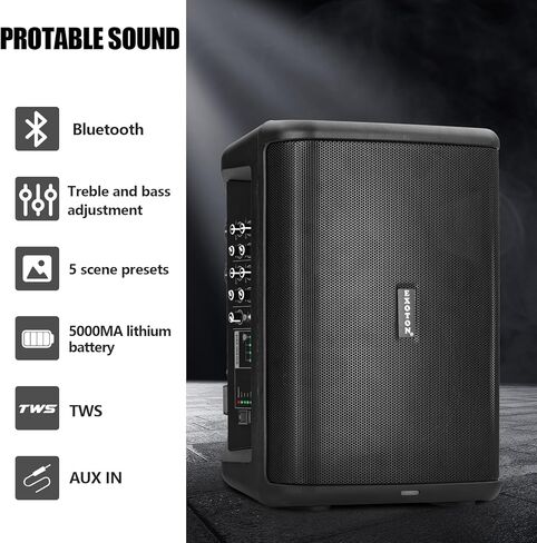 نظام PA متعدد المواضع الكل في واحد مع مكبر صوت 8 بوصات، بلوتوث TWS، بطارية قابلة للشحن in Kuwait