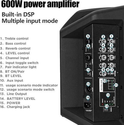 نظام PA متعدد المواضع الكل في واحد مع مكبر صوت 8 بوصات، بلوتوث TWS، بطارية قابلة للشحن in Kuwait
