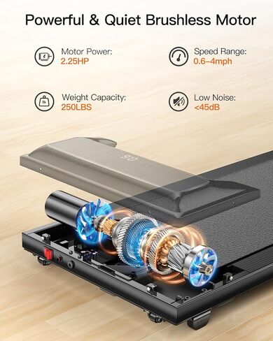 وسادة المشي UMAY، جهاز مشي هادئ تحت المكتب للمشي والركض والجري، جهاز مشي صغير محمول للمكتب المنزلي مع جهاز تحكم عن بعد، تطبيق in Kuwait