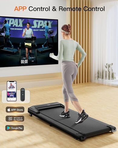 وسادة المشي UMAY، جهاز مشي هادئ تحت المكتب للمشي والركض والجري، جهاز مشي صغير محمول للمكتب المنزلي مع جهاز تحكم عن بعد، تطبيق in Kuwait