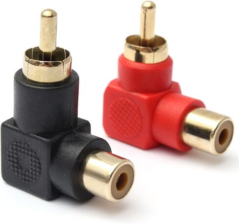 RCA Male to RCA Female Connectors Right Angle Plug Adapters M/F 90 Degree Elbow Gold-Plated (5 Black + 5 Red) (10-Pack) in Saudi Arabia