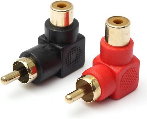 RCA Male to RCA Female Connectors Right Angle Plug Adapters M/F 90 Degree Elbow Gold-Plated (5 Black + 5 Red) (10-Pack) in Saudi Arabia
