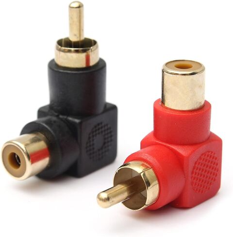 RCA Male to RCA Female Connectors Right Angle Plug Adapters M/F 90 Degree Elbow Gold-Plated (5 Black + 5 Red) (10-Pack) in Saudi Arabia