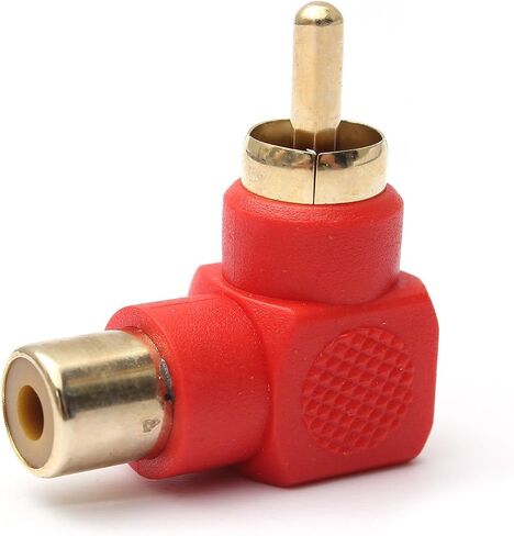 RCA Male to RCA Female Connectors Right Angle Plug Adapters M/F 90 Degree Elbow Gold-Plated (5 Black + 5 Red) (10-Pack) in Saudi Arabia
