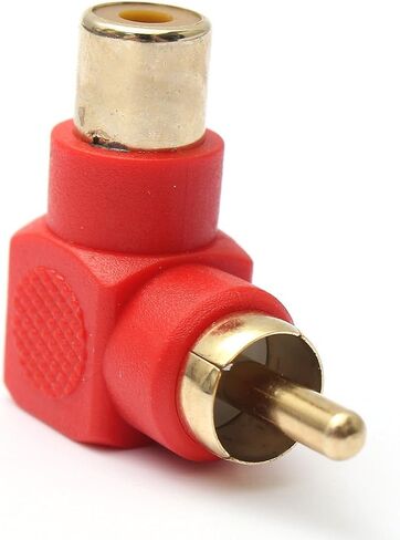 RCA Male to RCA Female Connectors Right Angle Plug Adapters M/F 90 Degree Elbow Gold-Plated (5 Black + 5 Red) (10-Pack) in Saudi Arabia