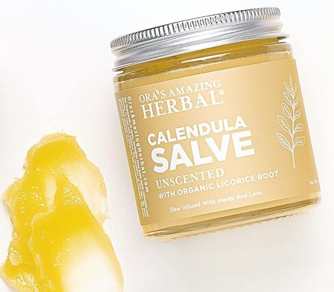 مرهم آذريون عشبي مذهل من أورا، كريم آذريون، مرهم رسم، مرهم آذريون، مرهم خالٍ من جوز الهند مصنوع من آذريون عضوي وجذور عرق السوس، 4 أونصة in Kuwait