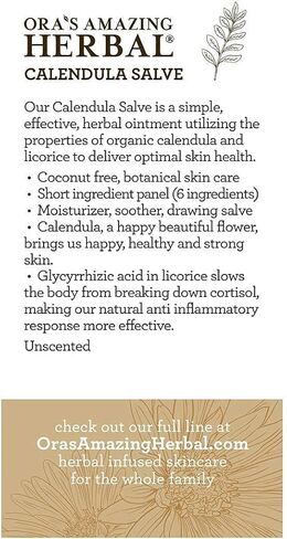 مرهم آذريون عشبي مذهل من أورا، كريم آذريون، مرهم رسم، مرهم آذريون، مرهم خالٍ من جوز الهند مصنوع من آذريون عضوي وجذور عرق السوس، 4 أونصة in Kuwait