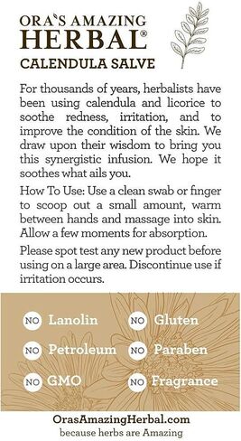 مرهم آذريون عشبي مذهل من أورا، كريم آذريون، مرهم رسم، مرهم آذريون، مرهم خالٍ من جوز الهند مصنوع من آذريون عضوي وجذور عرق السوس، 4 أونصة in Kuwait