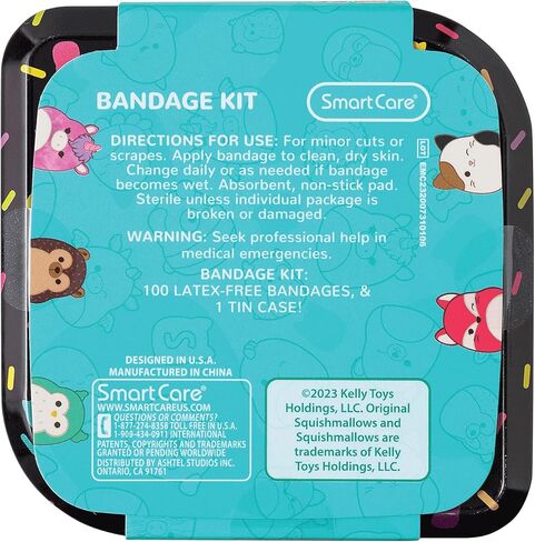 ضمادات سكويشميلو خالية من اللاتكس، ضمادات متنوعة مع علبة من الصفيح، 100 قيراط in Kuwait