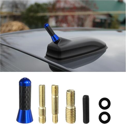 Car Short Antenna, 1.37" Aluminum Radio Antennas Replacement, Carbon Fiber Antenna Kit with Screws, AM/FM Roof Mount Car Radio Reception Antennas Mast for Most Cars SUVs (Black) in Kuwait