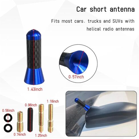 Car Short Antenna, 1.37" Aluminum Radio Antennas Replacement, Carbon Fiber Antenna Kit with Screws, AM/FM Roof Mount Car Radio Reception Antennas Mast for Most Cars SUVs (Black) in Kuwait