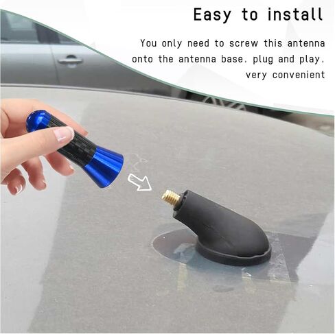 Car Short Antenna, 1.37" Aluminum Radio Antennas Replacement, Carbon Fiber Antenna Kit with Screws, AM/FM Roof Mount Car Radio Reception Antennas Mast for Most Cars SUVs (Black) in Kuwait