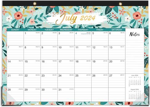 Calendar 2024-2025 - JUL 2024 - DEC 2025, Desk Calendar 2024-2025, 17'' x 12'', 18 Months Academic Calendar 2024-2025 Planner with Cutting Lines, Corner Protector, Note Section for Daily Planning in Saudi Arabia