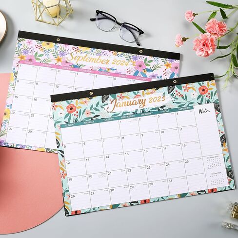 Calendar 2024-2025 - JUL 2024 - DEC 2025, Desk Calendar 2024-2025, 17'' x 12'', 18 Months Academic Calendar 2024-2025 Planner with Cutting Lines, Corner Protector, Note Section for Daily Planning in Saudi Arabia