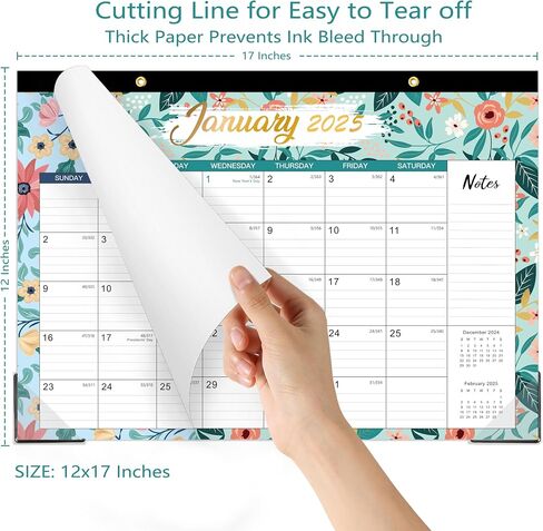 Calendar 2024-2025 - JUL 2024 - DEC 2025, Desk Calendar 2024-2025, 17'' x 12'', 18 Months Academic Calendar 2024-2025 Planner with Cutting Lines, Corner Protector, Note Section for Daily Planning in Saudi Arabia