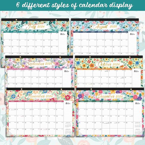Calendar 2024-2025 - JUL 2024 - DEC 2025, Desk Calendar 2024-2025, 17'' x 12'', 18 Months Academic Calendar 2024-2025 Planner with Cutting Lines, Corner Protector, Note Section for Daily Planning in Saudi Arabia
